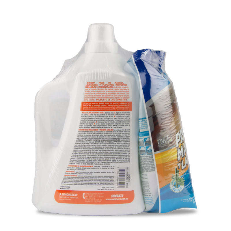 PROTECTOR CONCENTRADO PISOS DE MADERA 1.900 ML + DOYPACK LIMPIADOR DE MANTENIMIENTO 500 ML 3