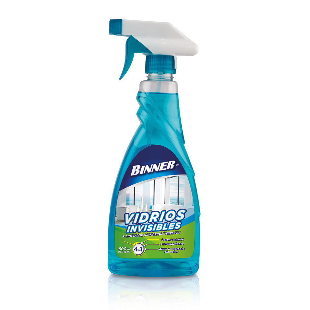 Limpia Vidrios y Espejos Invisible Binner 500 ml en atomizador