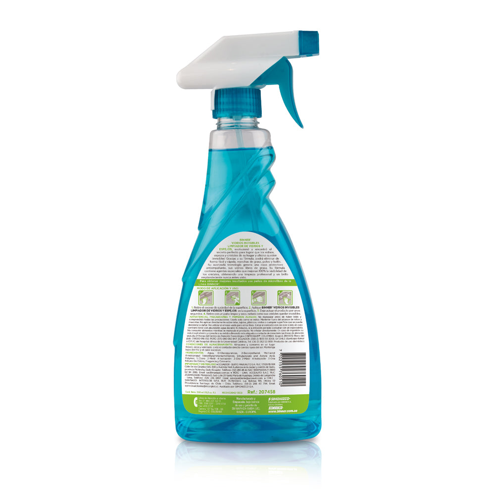 Limpia Vidrios y Espejos Invisible Binner 500 ml, ficha del producto